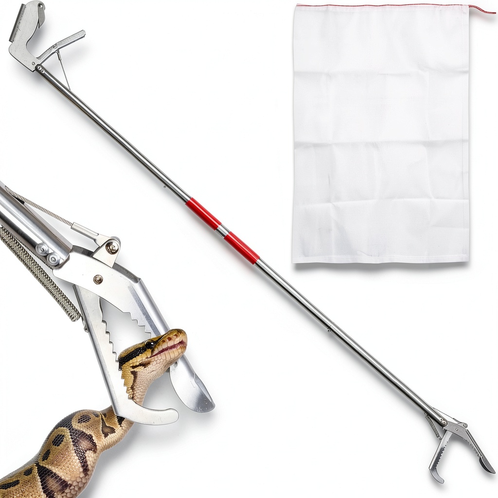 'PEUTIER snake grabber in use for safe animal handling'