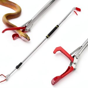 Gzlozak Snake Tongs Stainless Steel Foldable 66 Inch Grabber-0