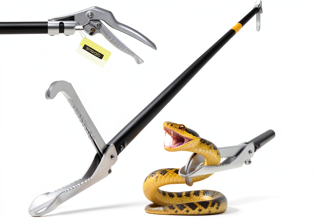 SMOQIO snake grabber tool in use for safe reptile handling