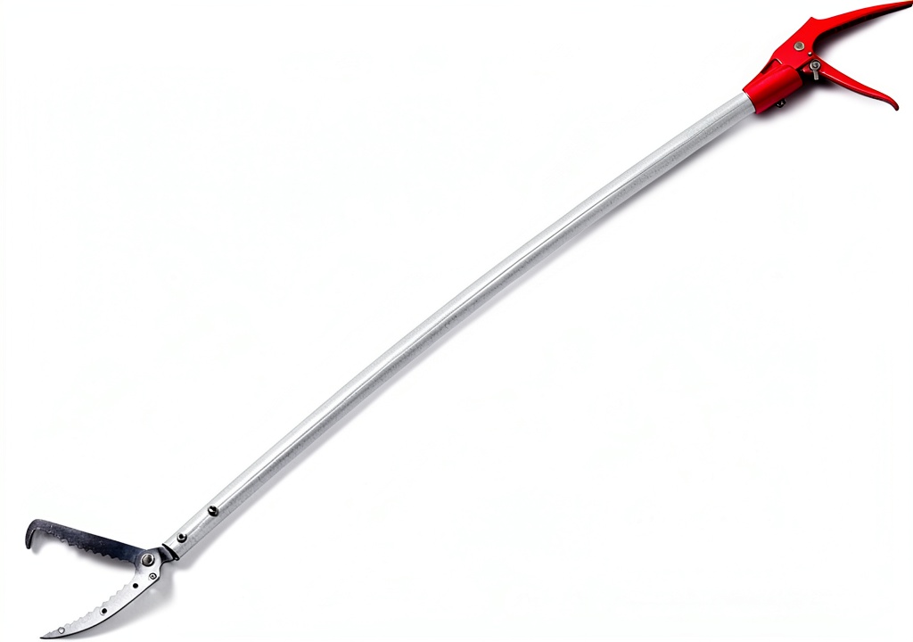 Prunrt snake grabber tongs in use on a grassy field
