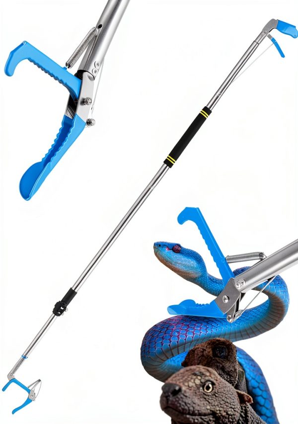 Gzlozak Snake Tongs Stainless Steel Foldable 66 Inch Grabber-0