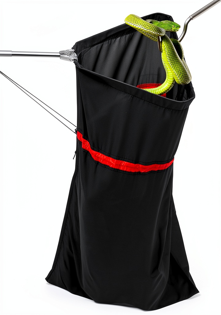 Trakem snake grabber net extended in a grassy field
