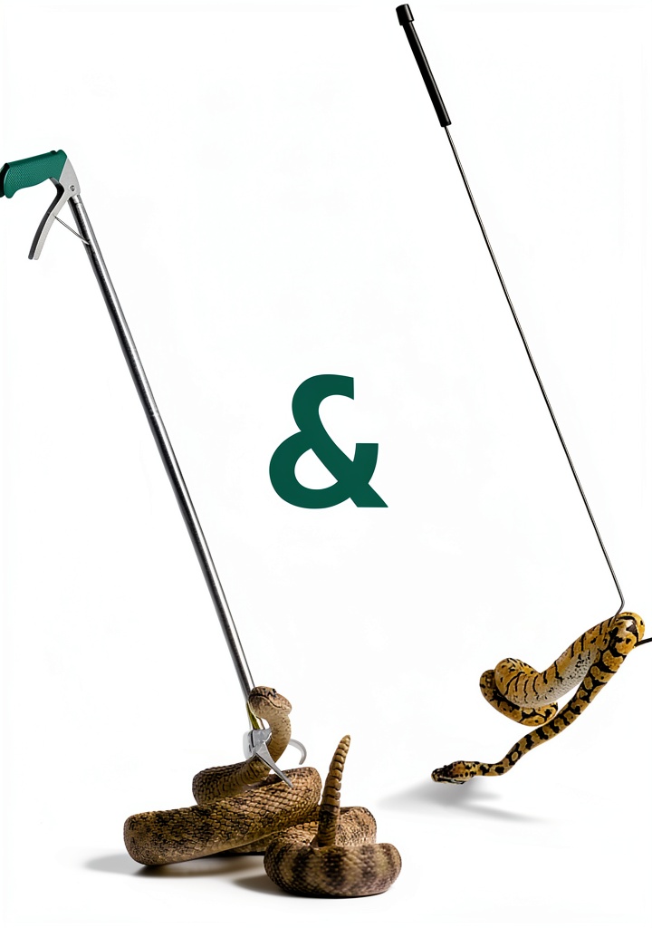 IC ICLOVER Snake Tongs and Hook Set in use on a grassy surface