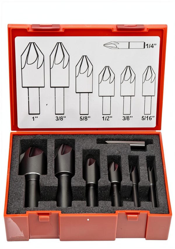 High-Speed Steel Single-End Countersink Set KEO 6-Flute 82° 1/4"-1"-0